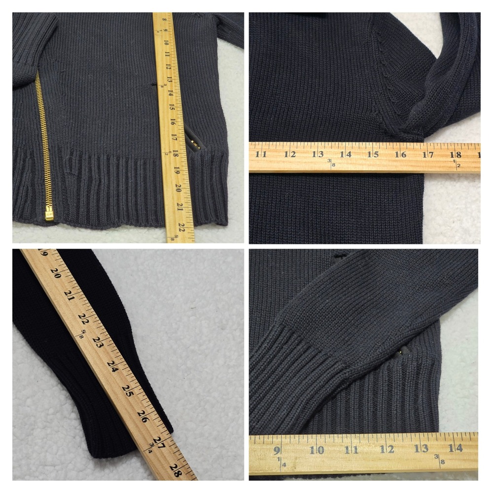 Lauren Ralph Lauren Women Black Asymmetrical Zip Collar Sweater‎ Size S - Picture 8 of 9